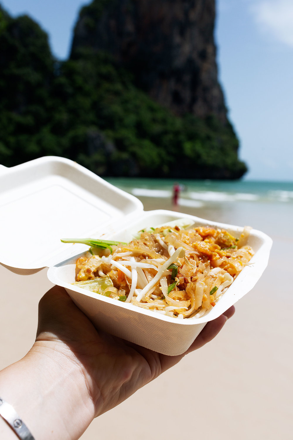 pad thai cooking with cocktail rings railay beach thailand