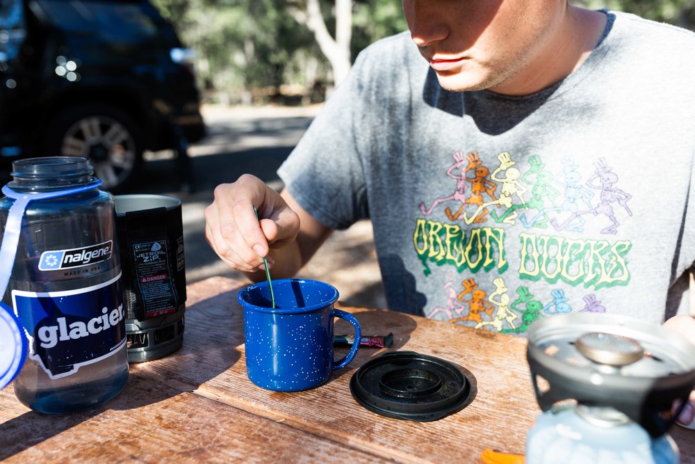 josh making coffee grand canyon national park