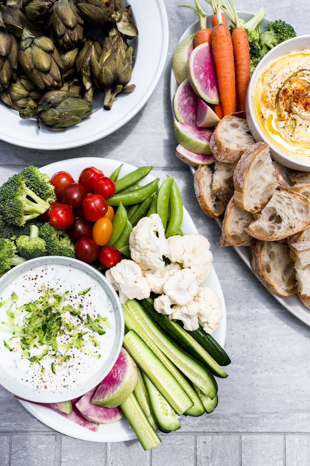 appetizer spread for Mediterranean Backyard BBQ board