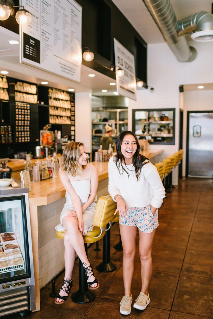 women in wexler's deli santa monica, CA enjoying the best day in Westside of Los Angeles