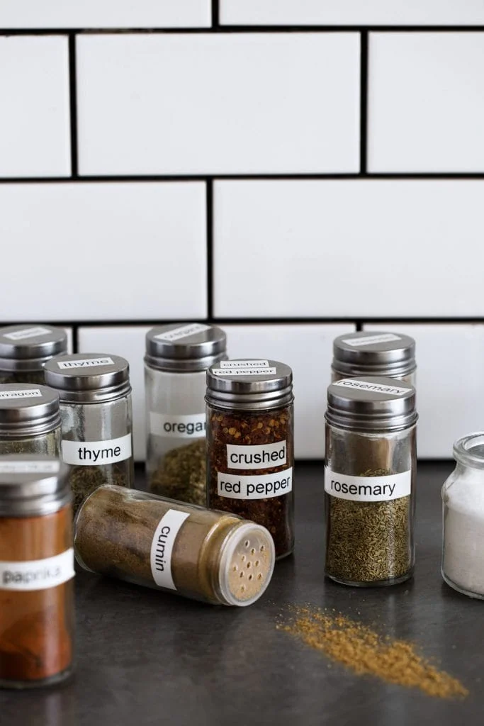 assorted spices with labels