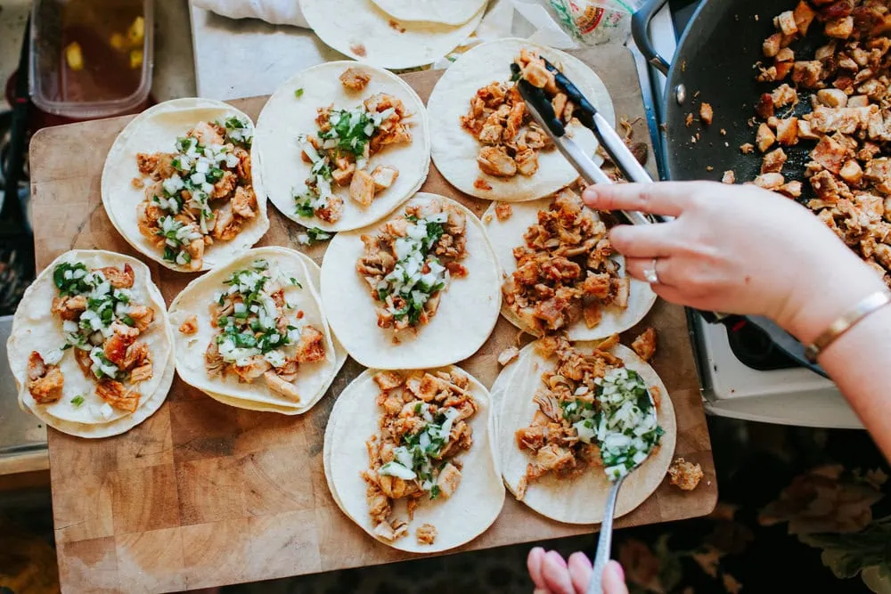 mexican street tacos plating