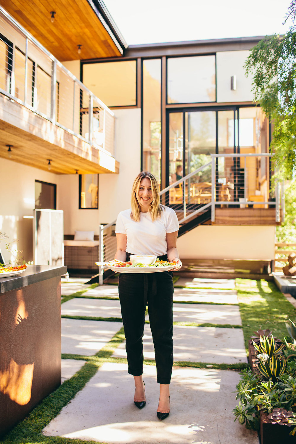 Kylie Mazon-Chambers cooking with cocktail rings white bean dip veggie tray for The South of Italy