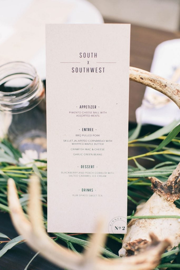 create dinner south by southwest dinner menu.