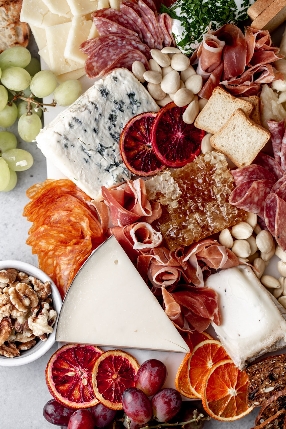 cheese and charcuterie spread from cooking with cocktail rings