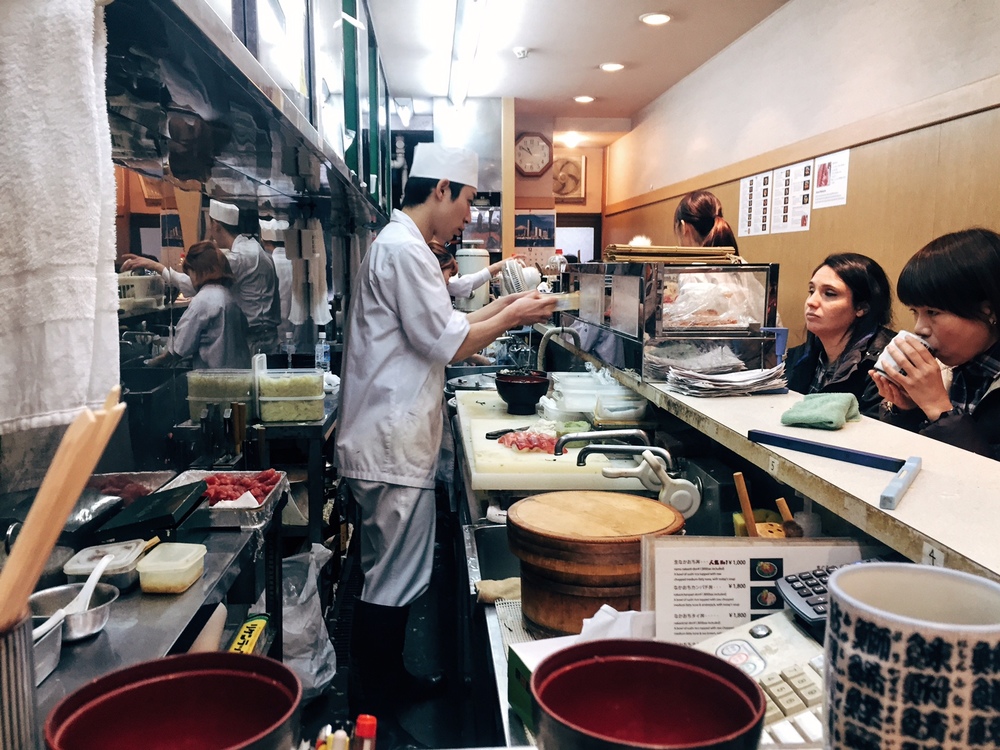 Sushi at Tsukiji market in Tokyo