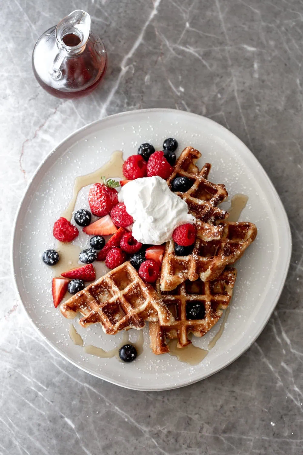 how to make yeasty overnight waffles overhead shot recipe 