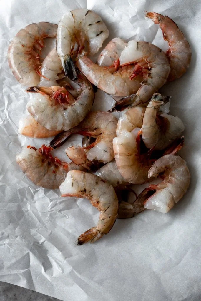 shell on raw shrimp.