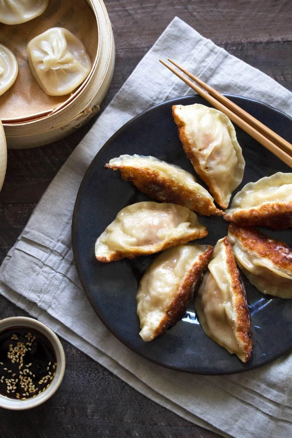 pork potstickers appetizer recipe with crispy bottom