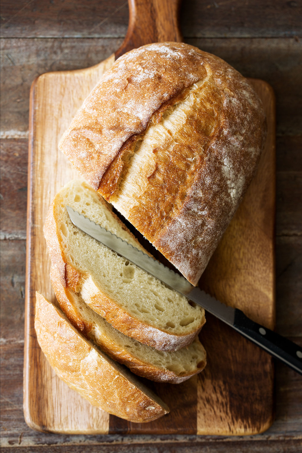 sliced bread on cutting board