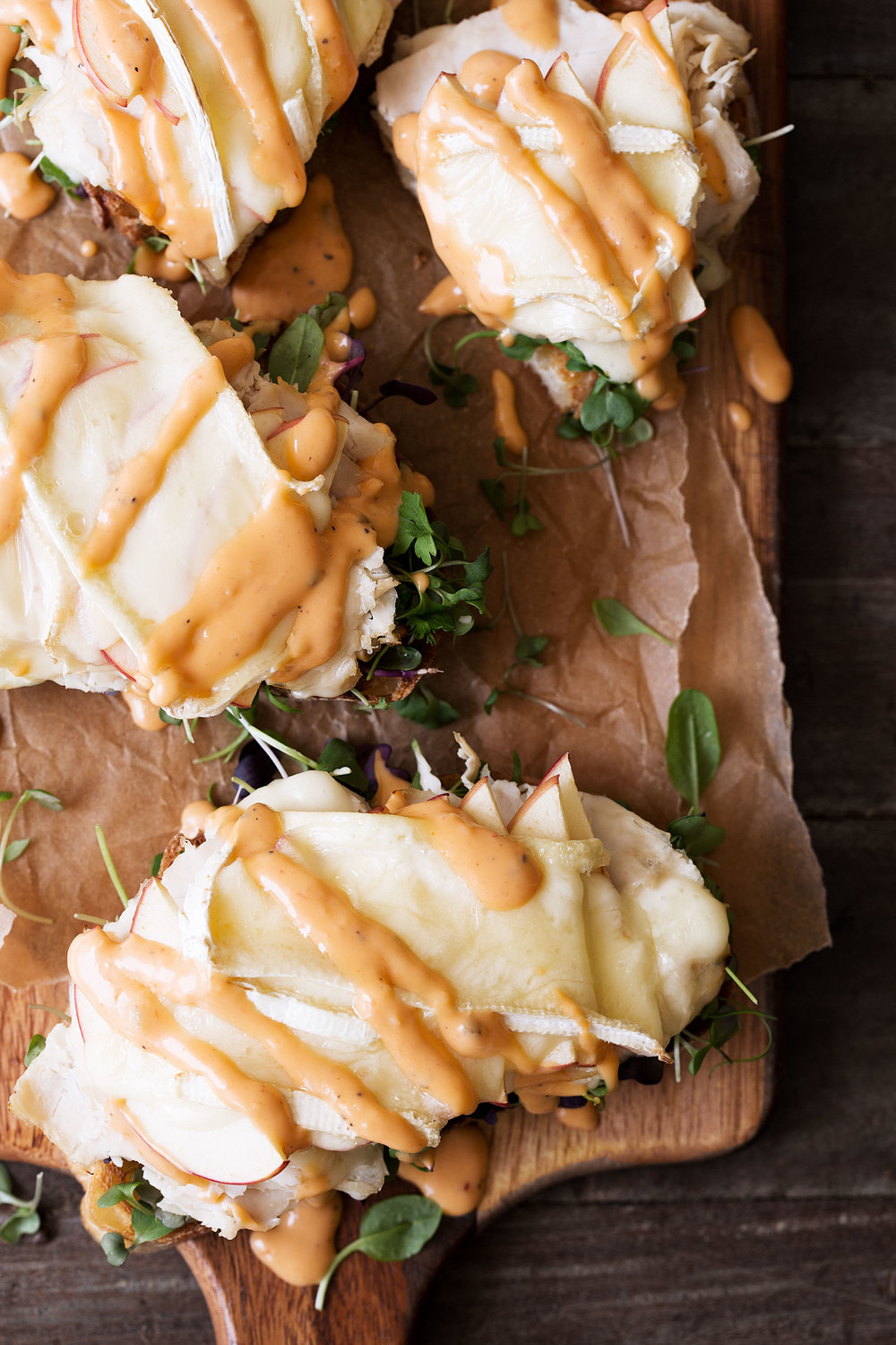 Turkey-Apple-Brie Open-face Sandwich recipe 