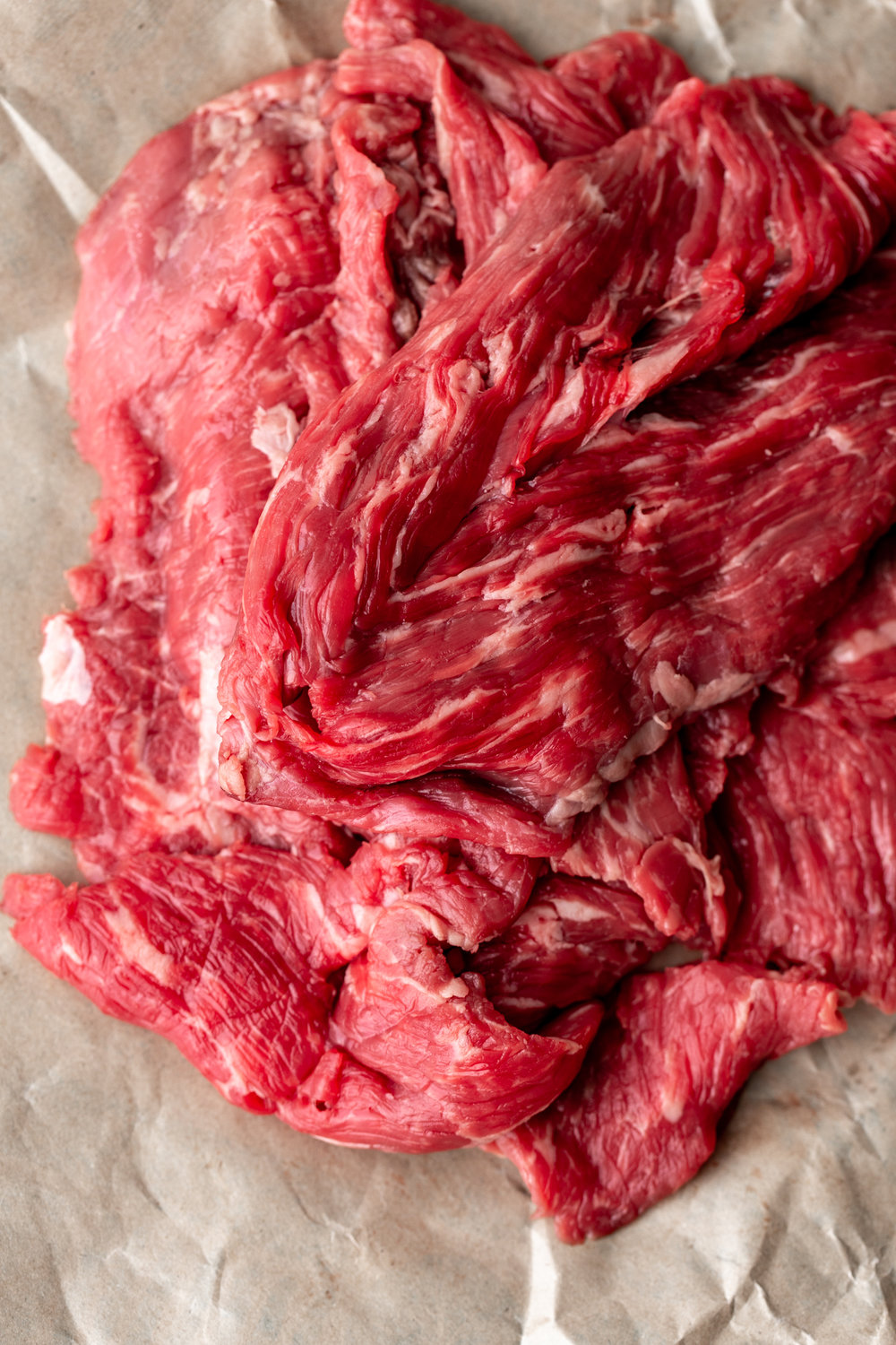 flank steak cut into strips for Mongolian Beef