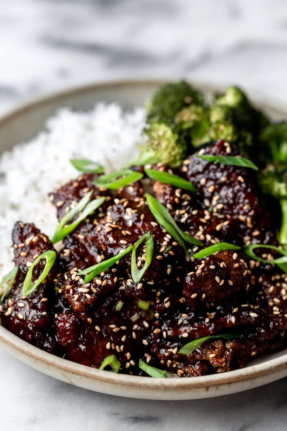 Mongolian beef and broccoli recipe from cooking with cocktail rings closeup