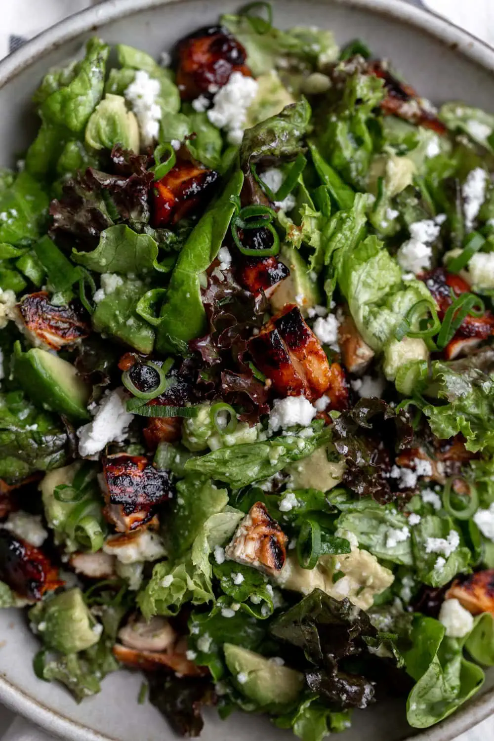 Chipotle BBQ Chicken salad with cilantro lime dressing recipe from cooking with cocktail rings