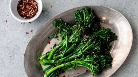 Roasted broccolini with garlic and red wine vinegar.