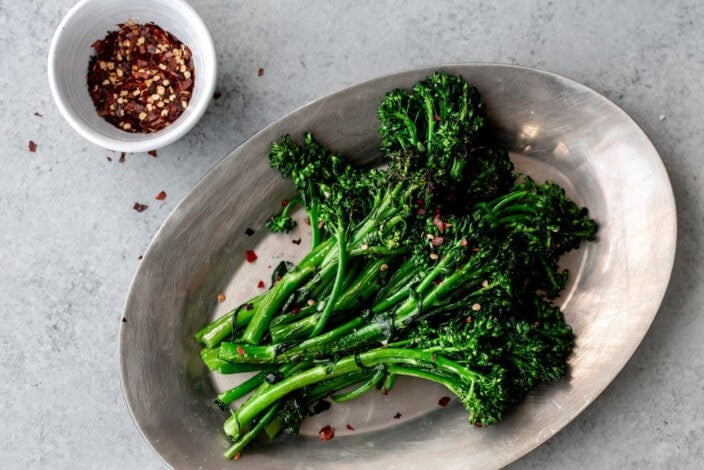 Roasted broccolini with garlic and red wine vinegar.