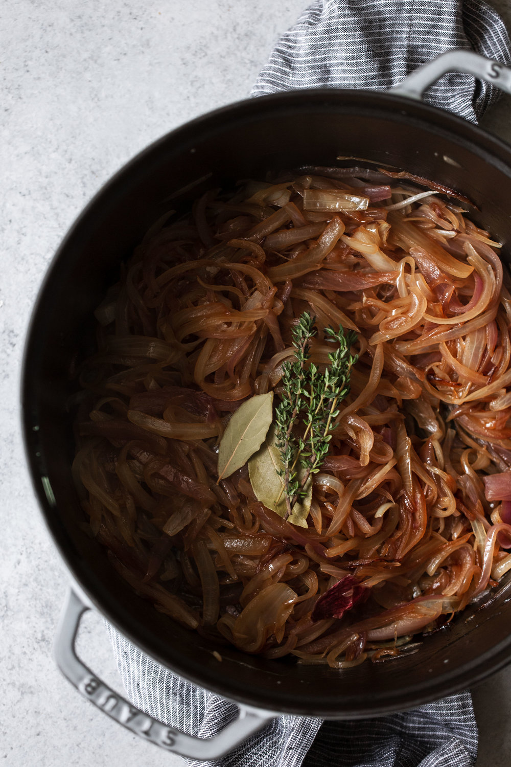 caramelized onions in pot