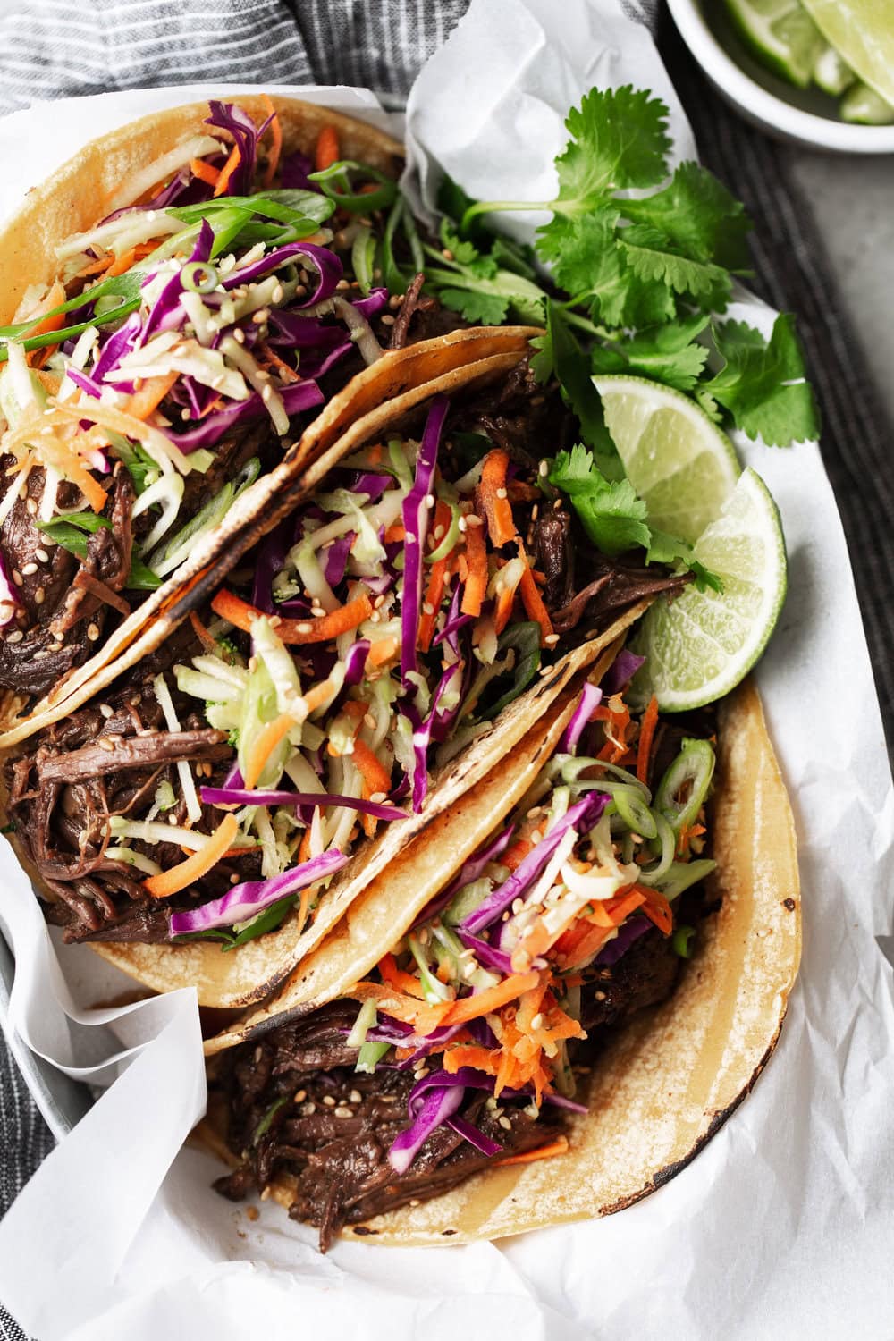 Braised Korean BBQ Beef Tacos Cooking with Cocktail Rings