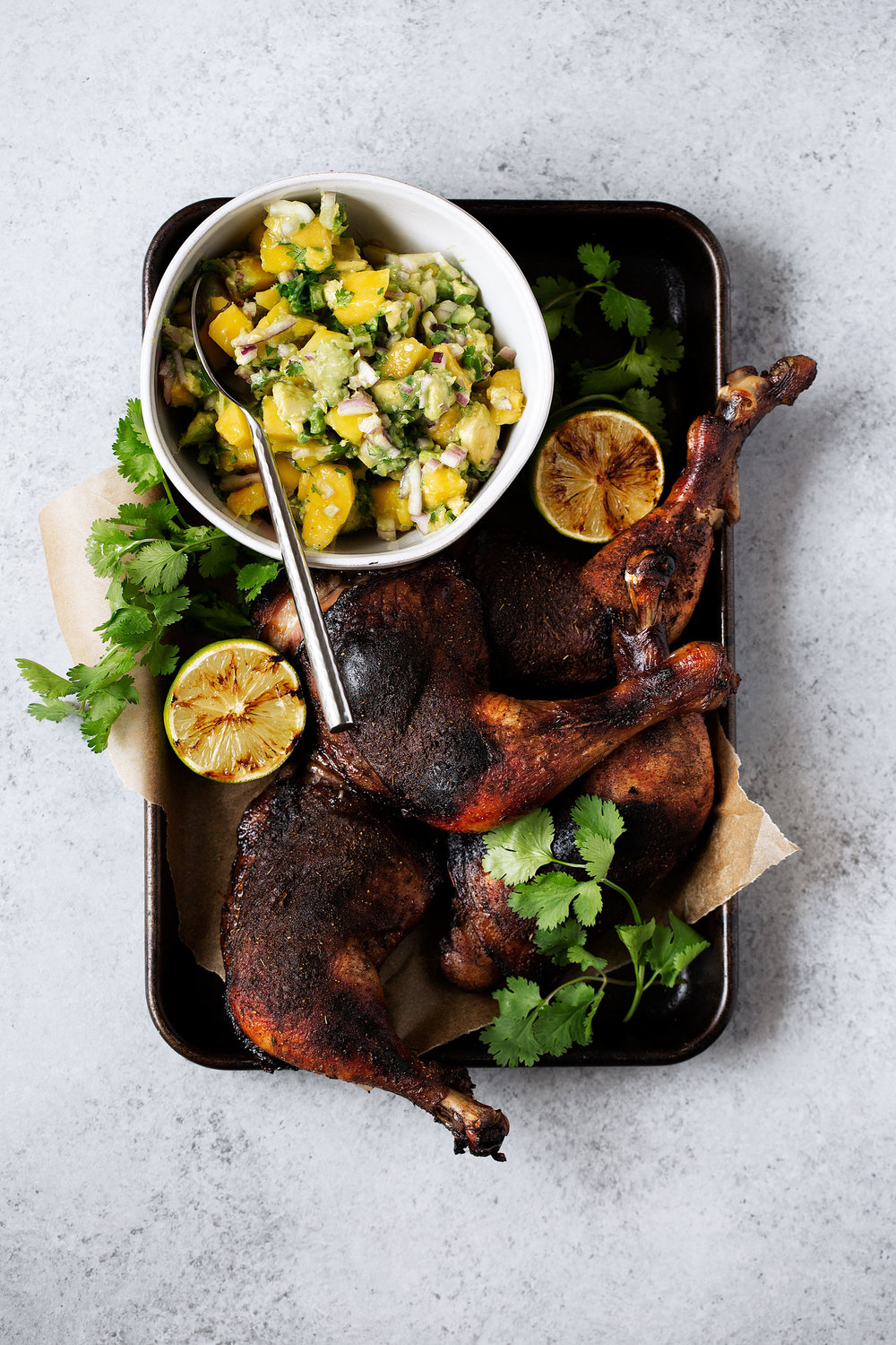 roast jerk chicken with mango avocado salsa recipe from cooking with cocktail rings