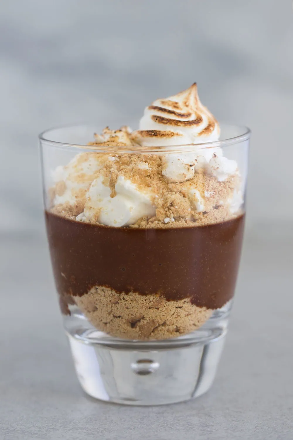 Chocolate Custard S’mores with toasted meringue and graham crackers