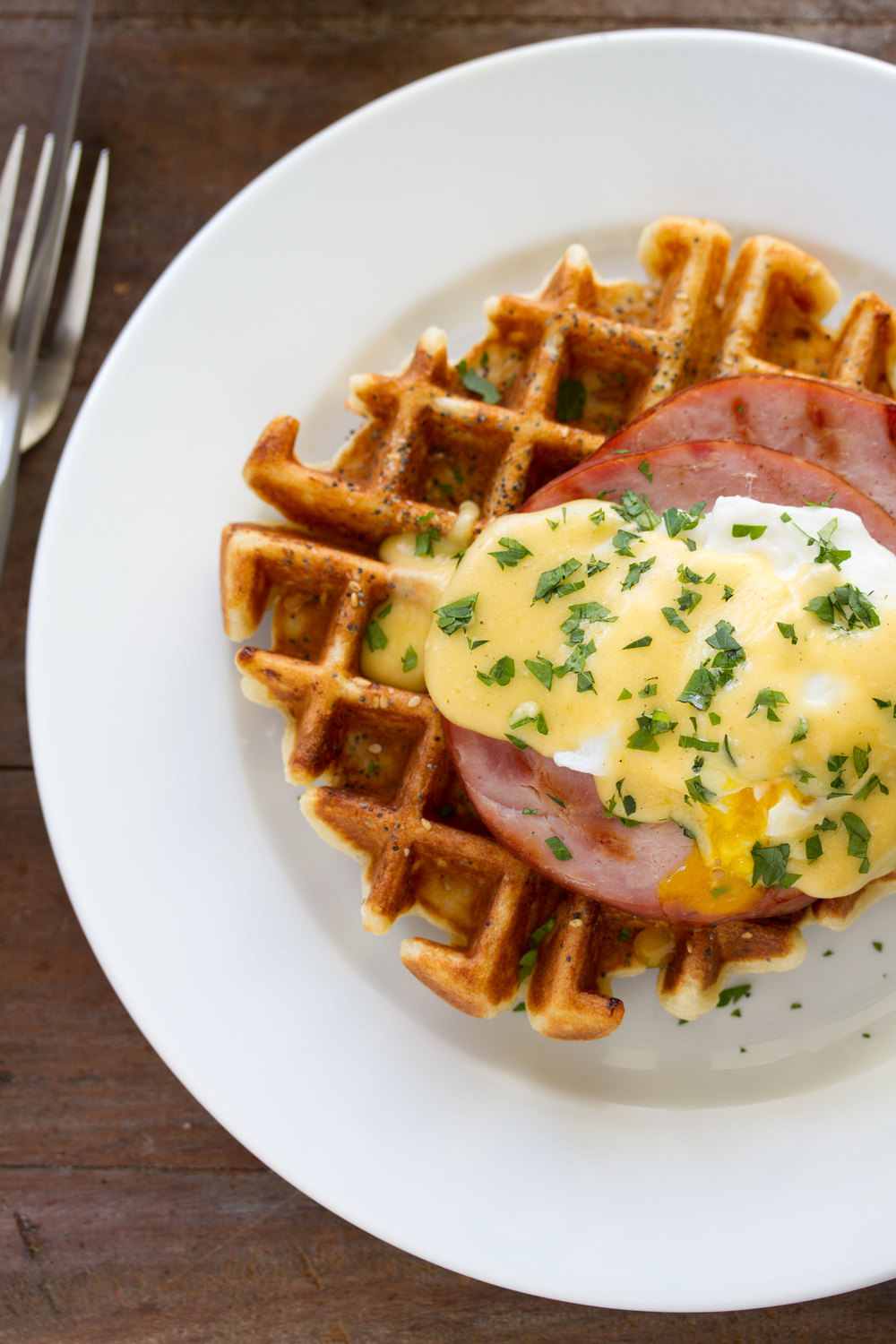 everything bagel waffle closeup