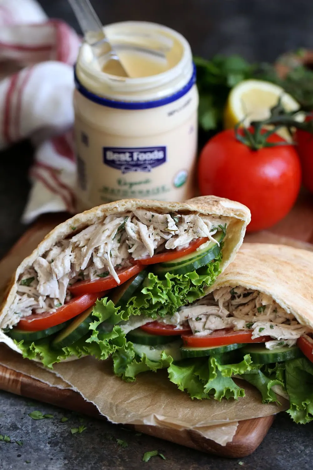 za'atar herb chicken salad pitas