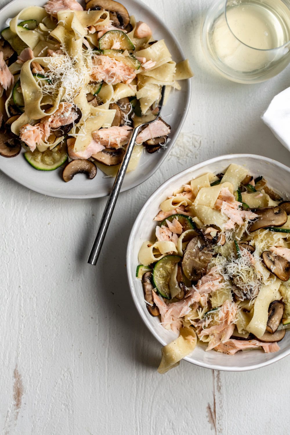 20Minute Salmon & Zucchini Pasta Cooking with Cocktail Rings