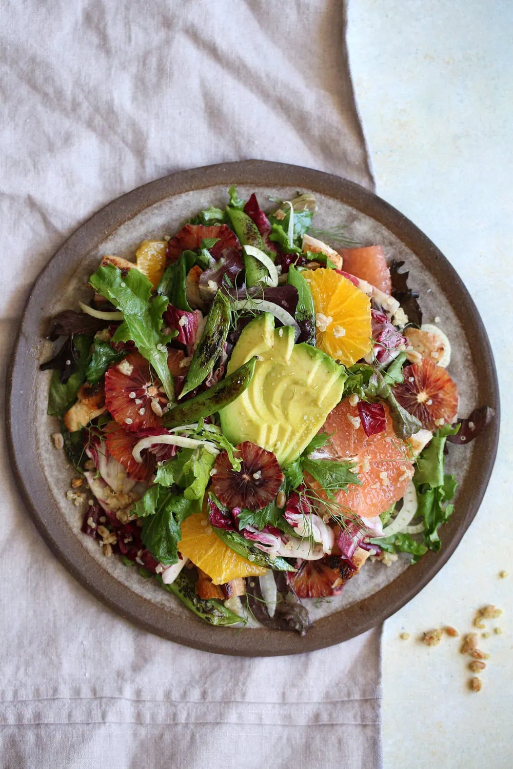 summer citrus salad with quinoa and farro grapefruit orange blood orange and avocado