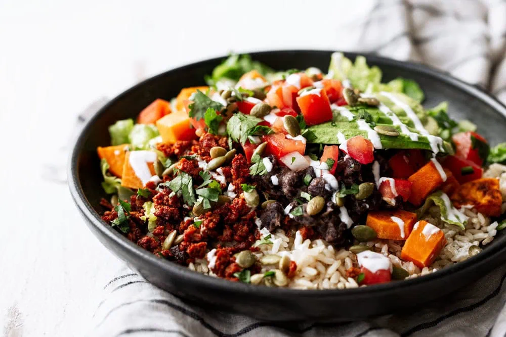 brown rice black bean bowl recipe from cooking with cocktail rings