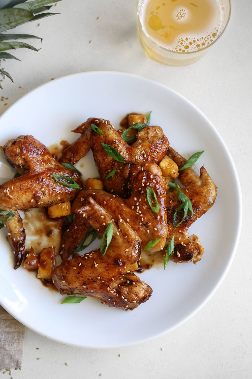 PanFried Pineapple Teriyaki Chicken Wings Cooking with Cocktail Rings