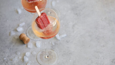 strawberry mojito ice pop with champagne.