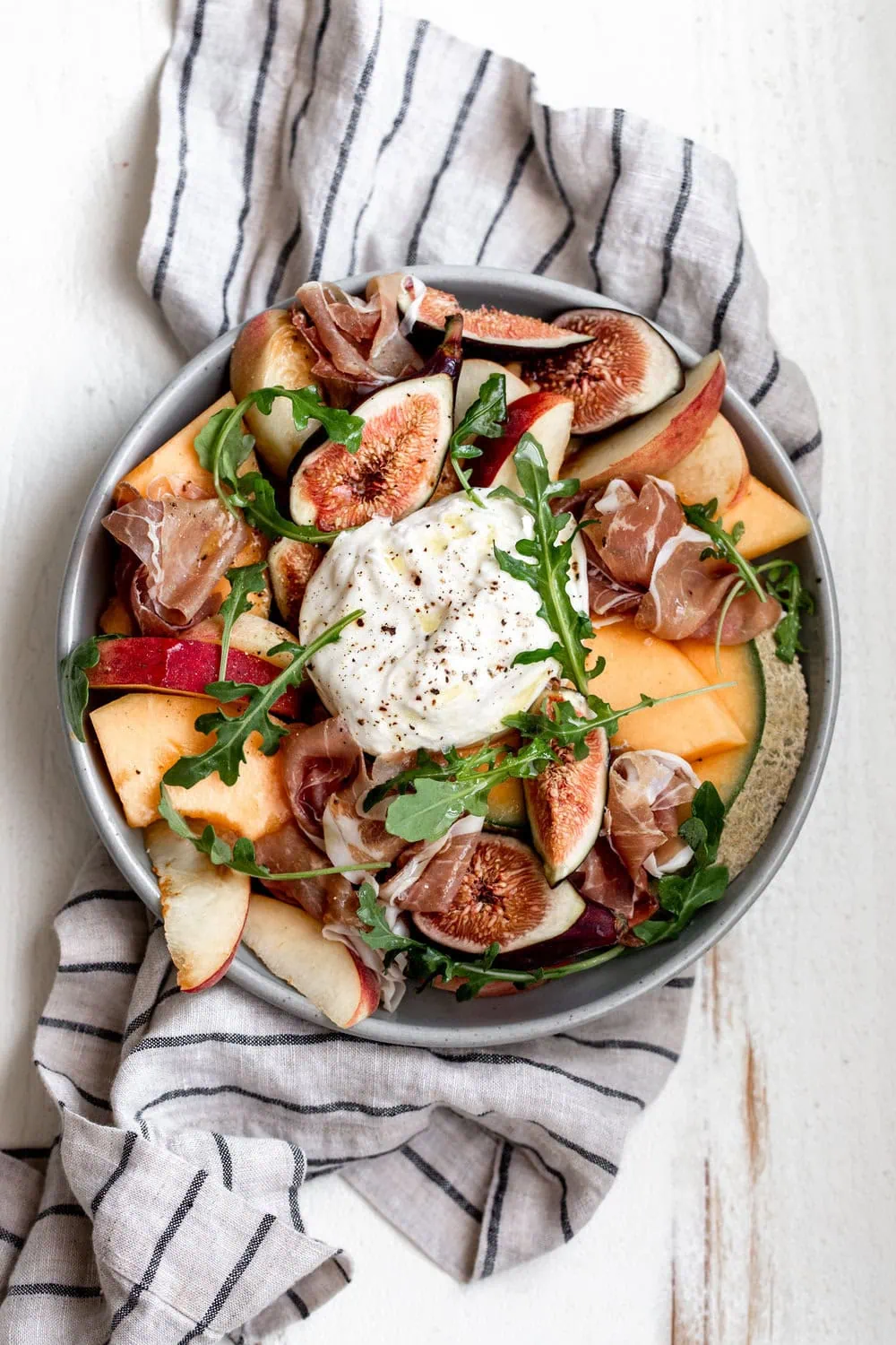 summer fruit salad with burrata and prosciutto recipe
