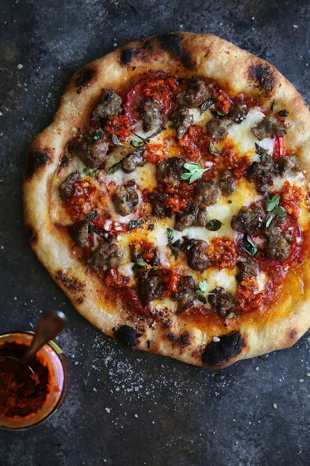 Spicy Sausage Pizza with Calabrian Chilies & Honey