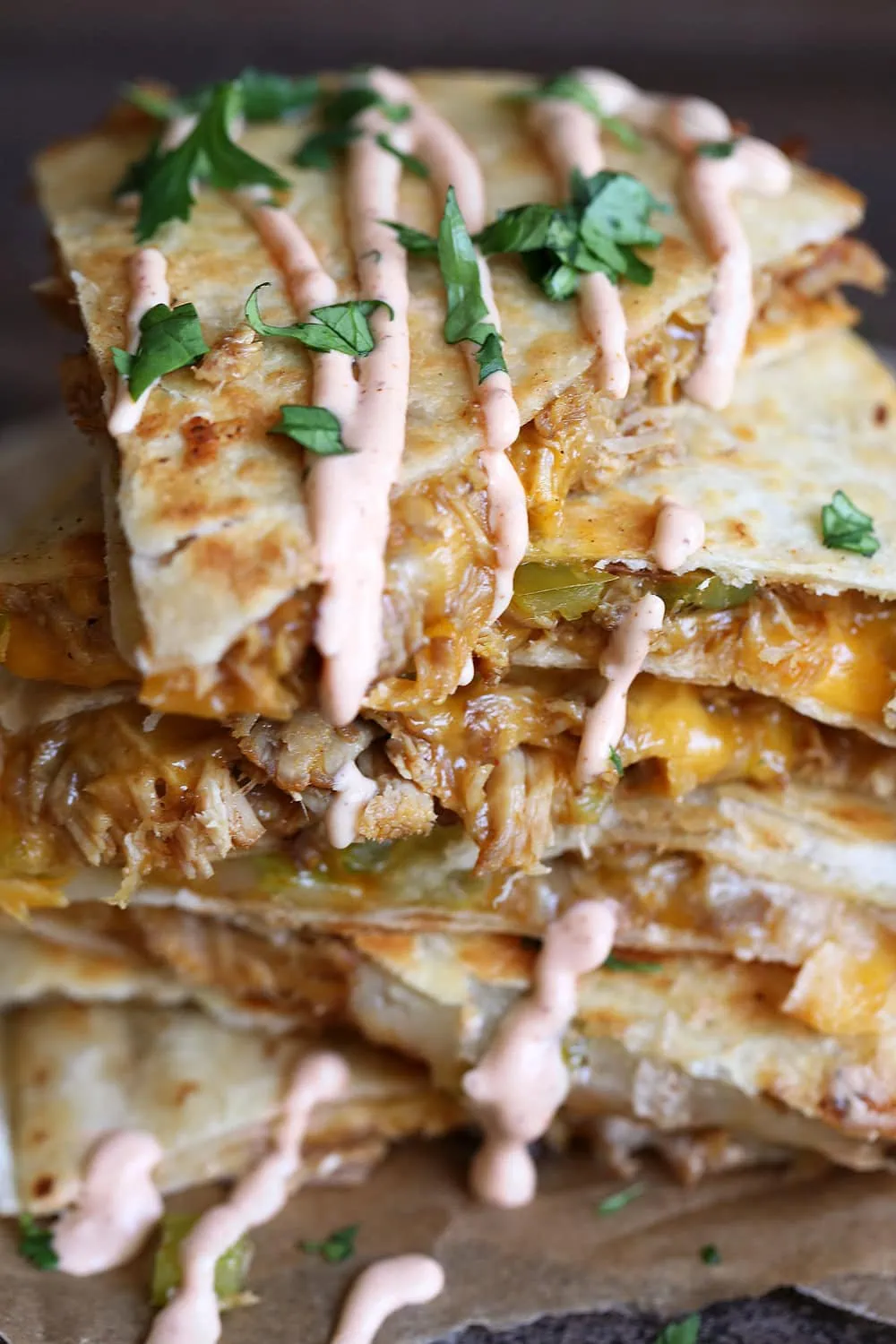 pulled pork quesadilla stacked
