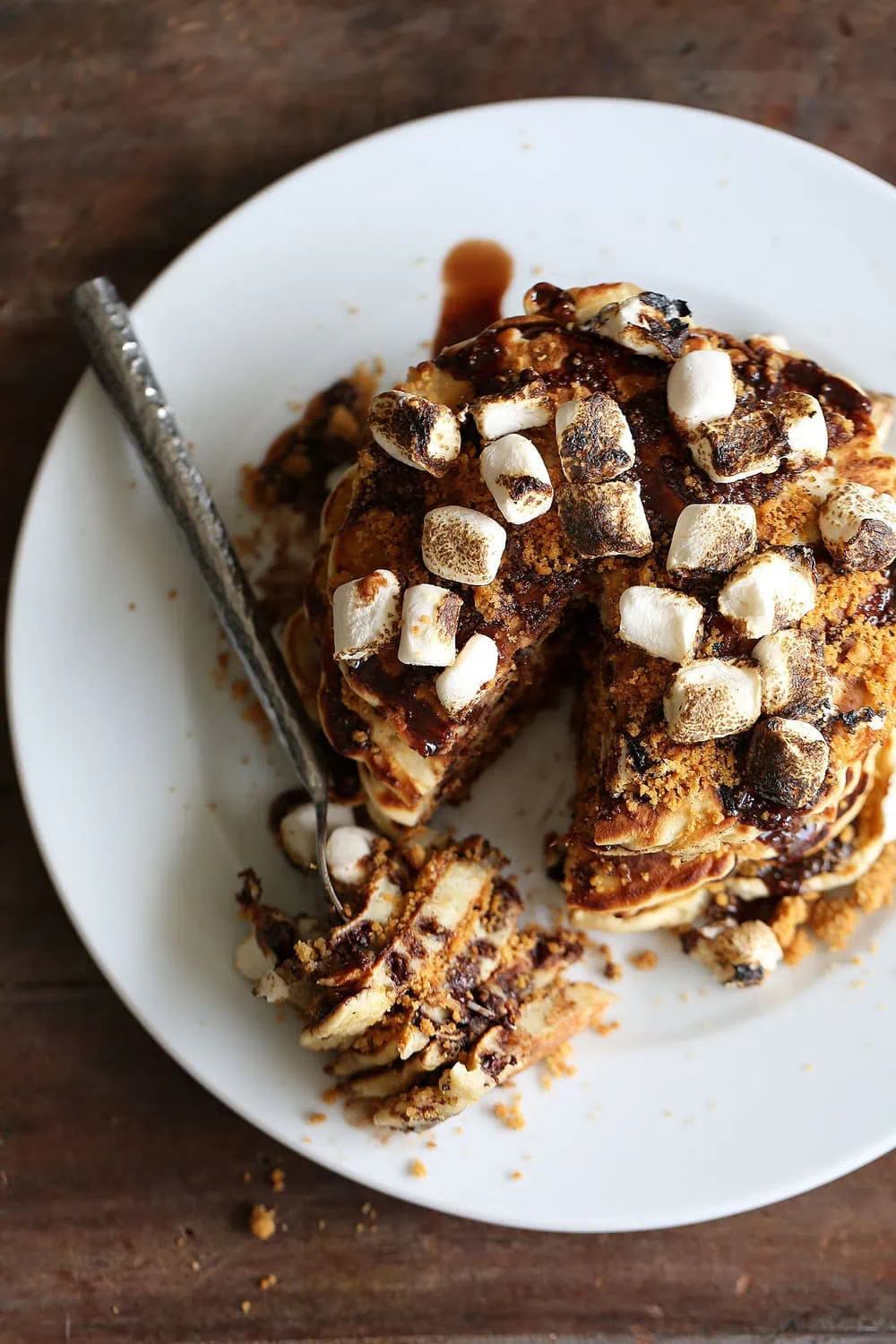 cut s'mores pancakes cut