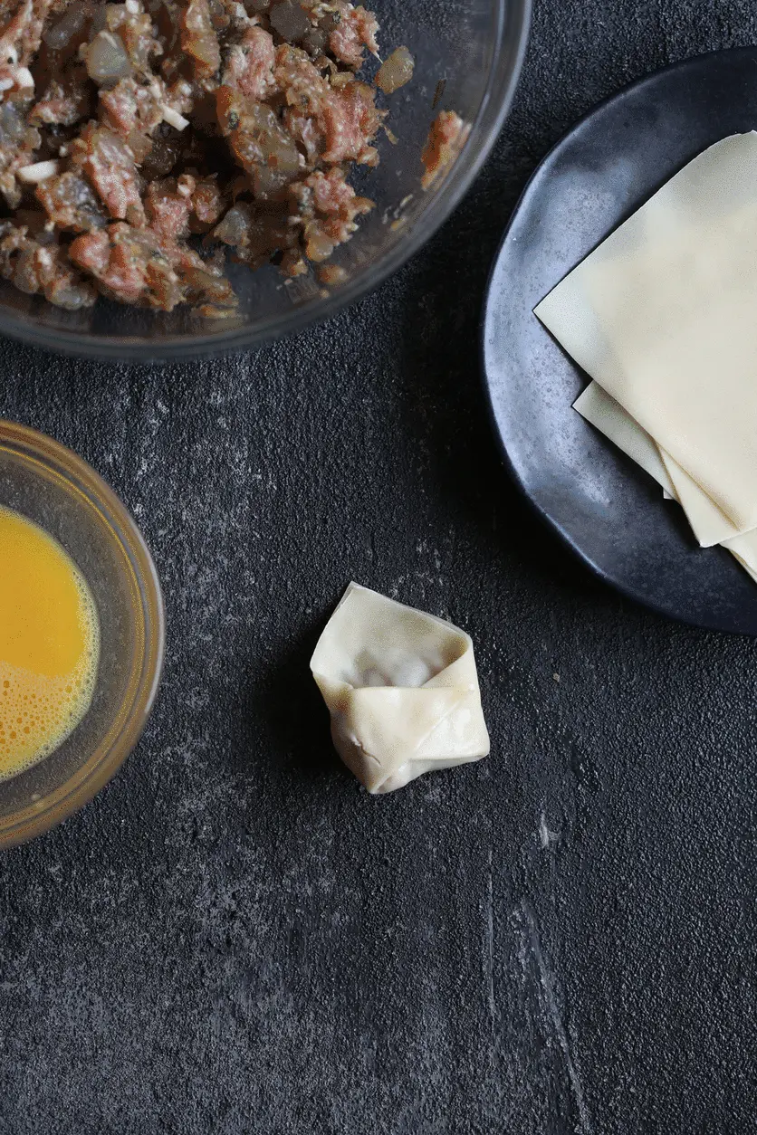 how to fold wonton gif