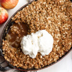 easy apple crisp with vanilla ice cream.