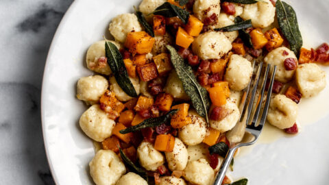 fall gnocchi with butternut squash, brown butter, pancetta and sage.