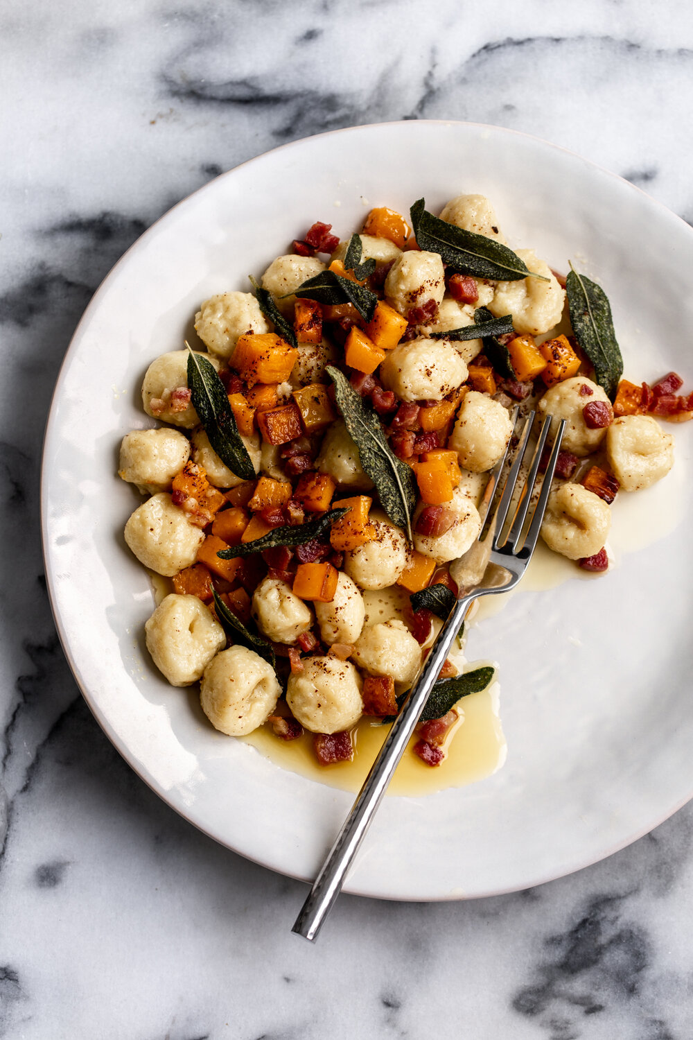 brown butter gnocchi with butternut squash pancetta and sage