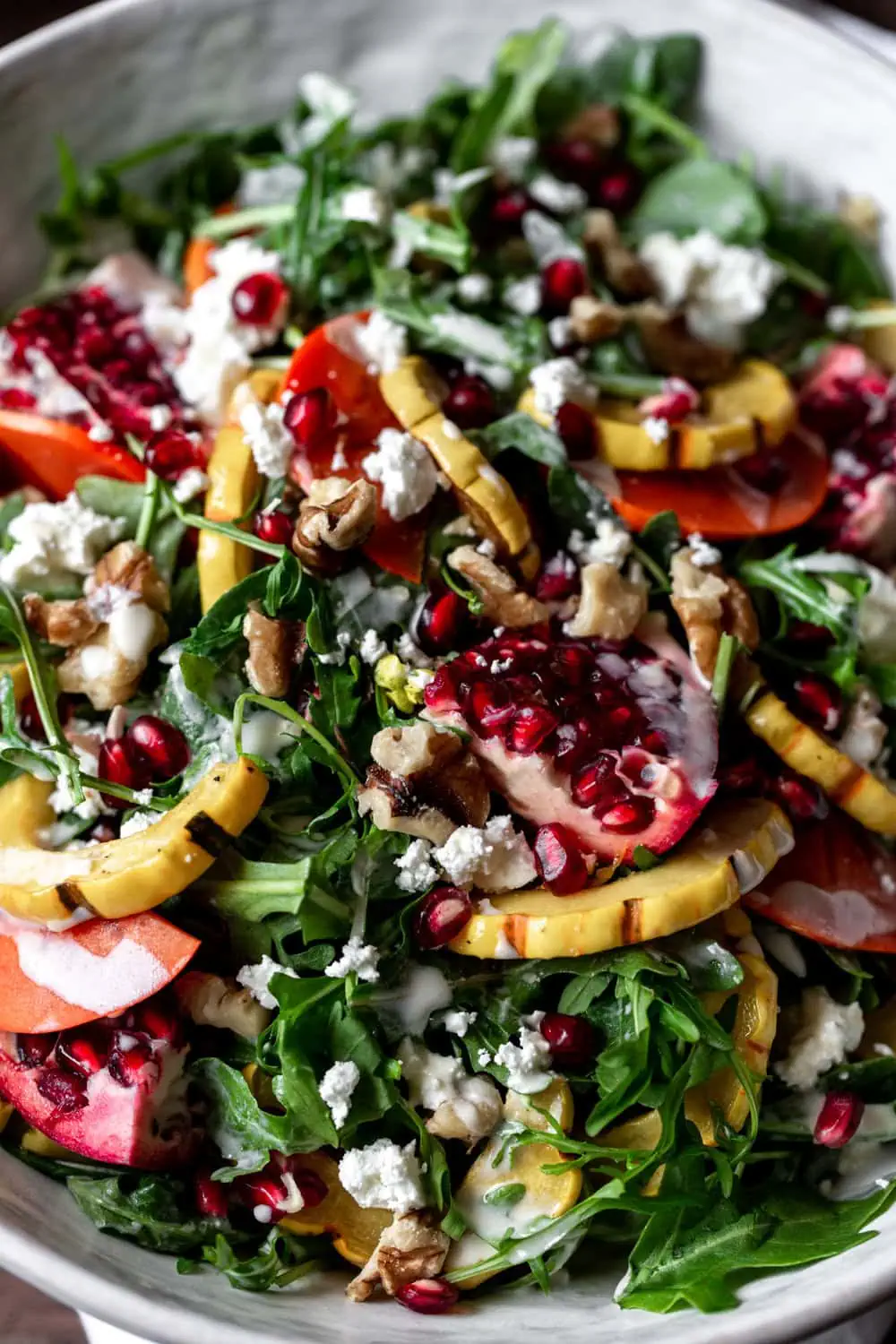 fall roasted squash salad with yogurt-tahini dressing recipe