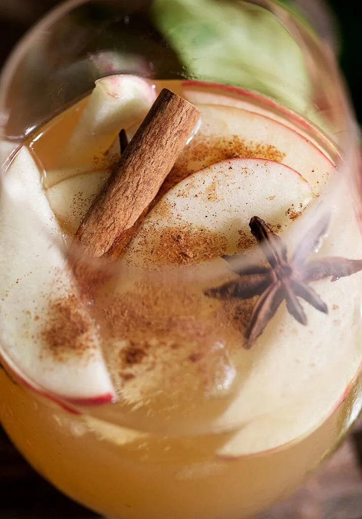 use apples to make apple sangria with cider and fresh apple slices.