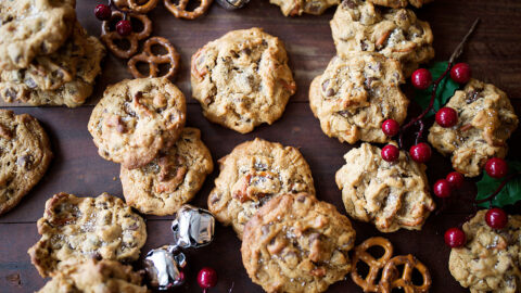 Chocolate peanut butter pretzel cookies.