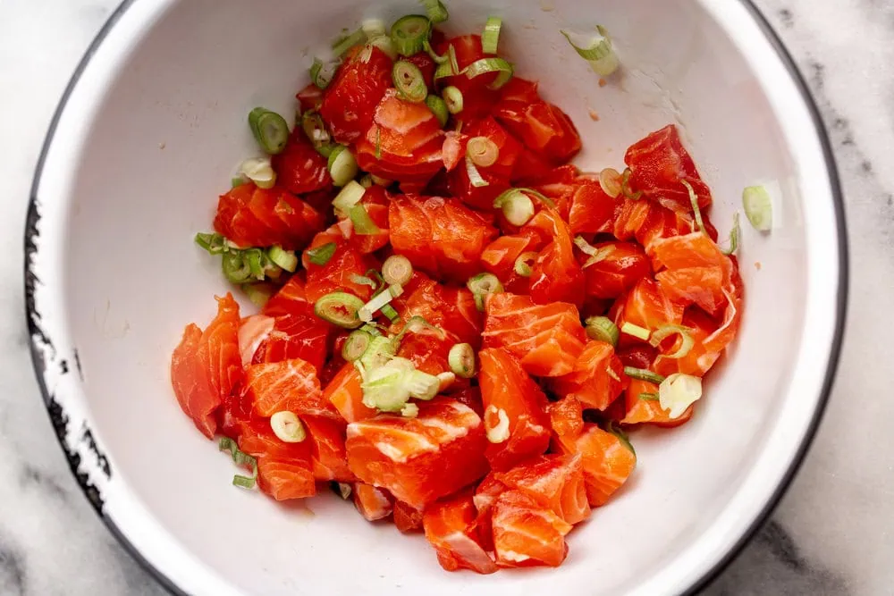 cured salmon ingredient shot cooking with cocktail rings