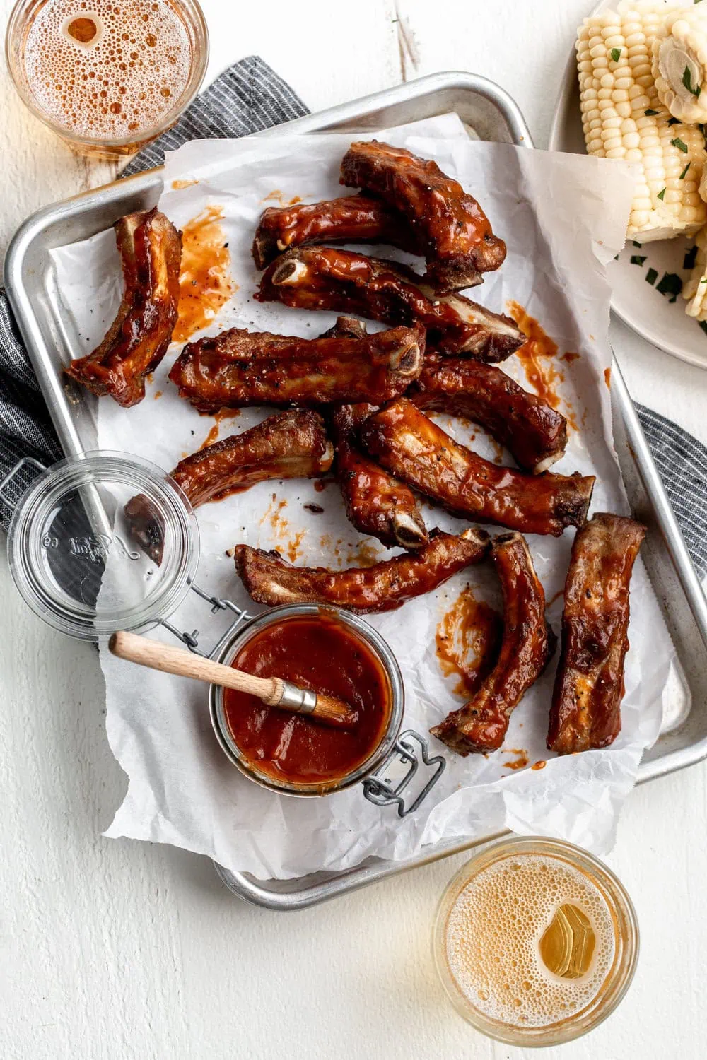 Fried Ribs with Chipotle-Peach BBQ Sauce recipe from cooking with cocktail rings