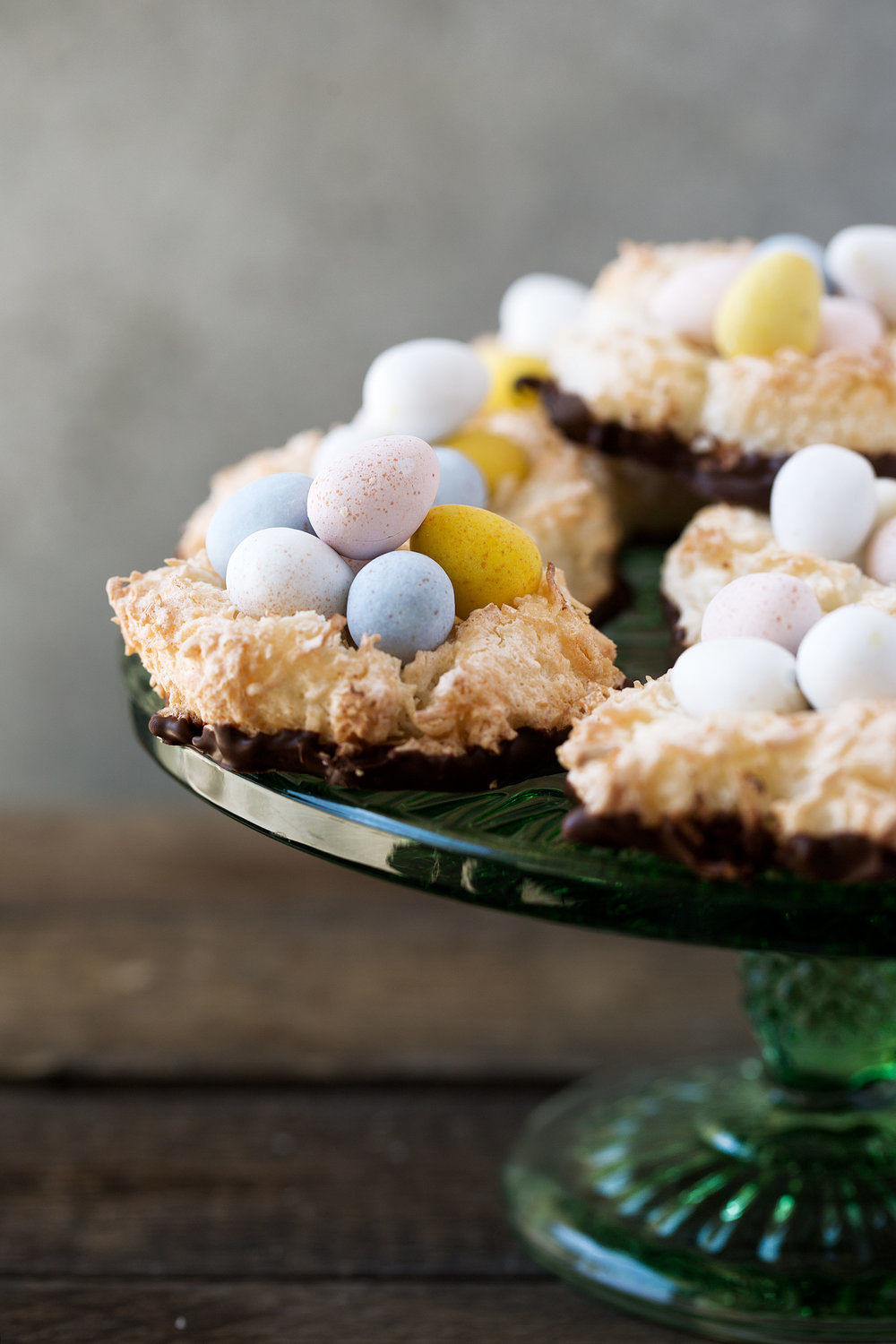 Easter Chocolate Coconut Macaroon Nests recipe from Cooking with cocktail rings
