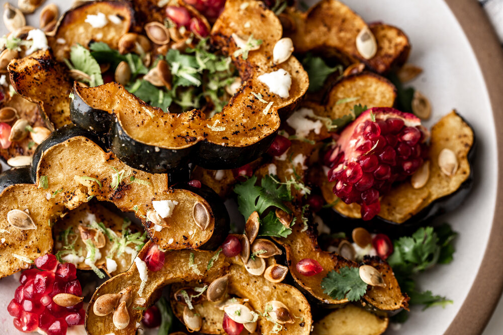 Ancho Chili Roasted Acorn Squash with Queso Fresco recipe from Cooking with Cocktail Rings