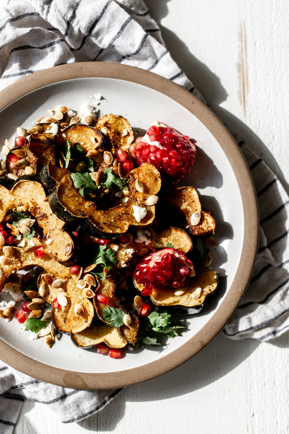 Ancho Chili Roasted Acorn Squash with Queso Fresco harsh light