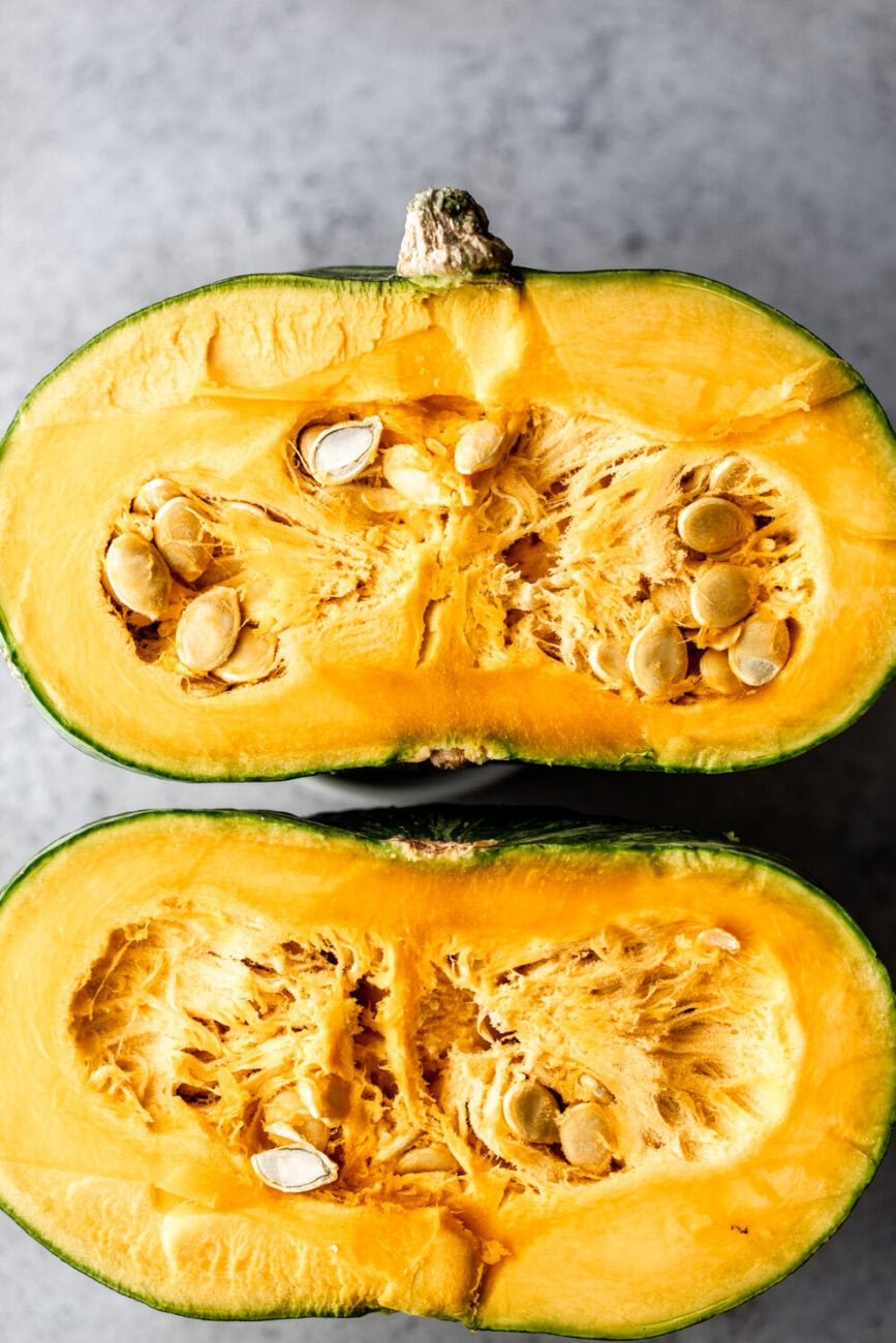 halved kabocha squash.