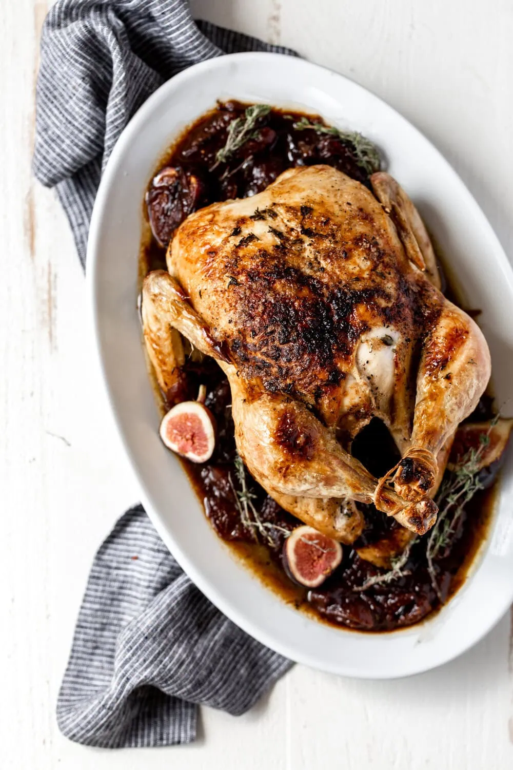 Roast Chicken with Caramelized Onions and Figs in a Port Wine Pan-Sauce recipe from cooking with cocktail rings