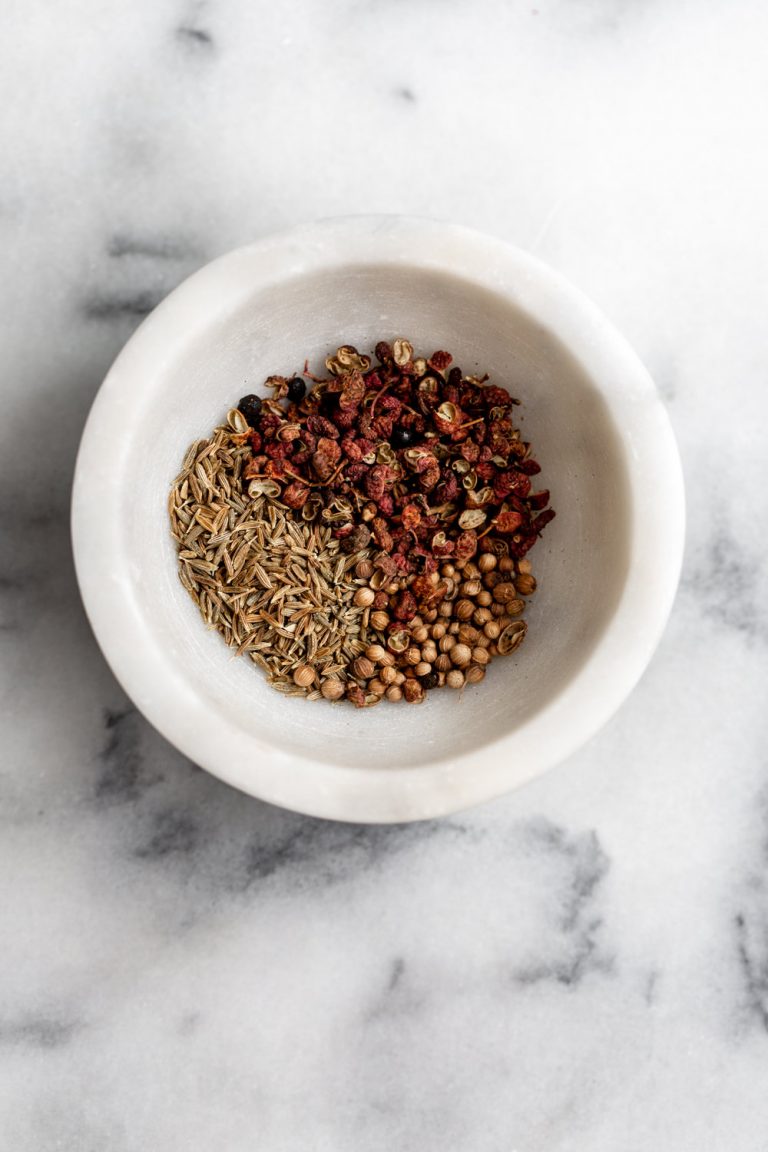 SichuanStyle Spicy Cumin Lamb Noodles Cooking with Cocktail Rings